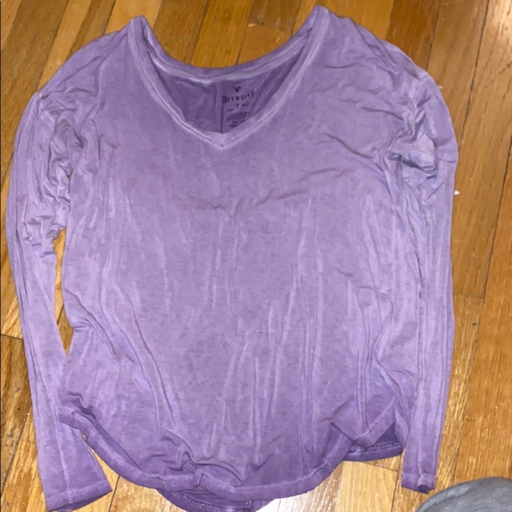purple long sleeve shirt